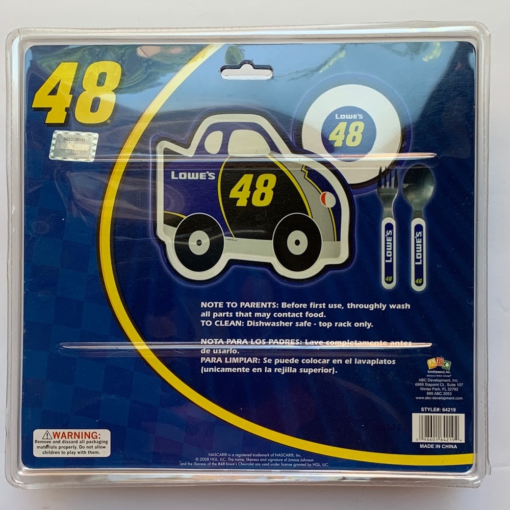 Nascar #48 Kids - Plate - Bowl - Fork - Spoon Set